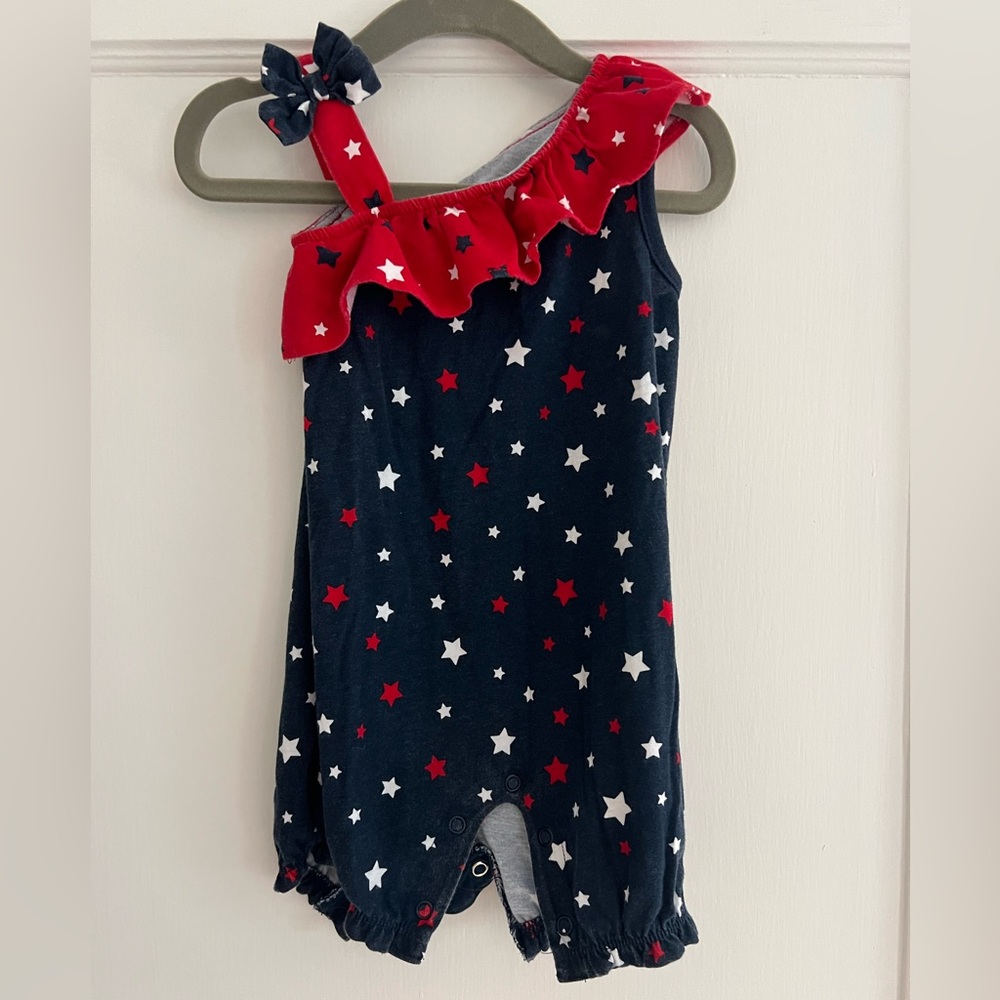 Way To Celebrate, Patriotic Red White And Blue Baby Romper, Americana